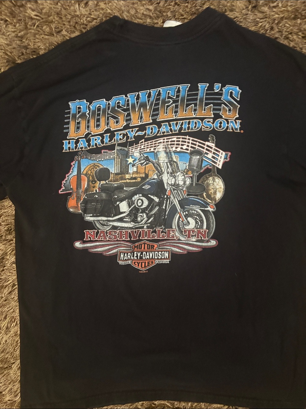 Harley-Davidson Black Nashville Short Sleeve Tee 2012 amazing condition!🏍️